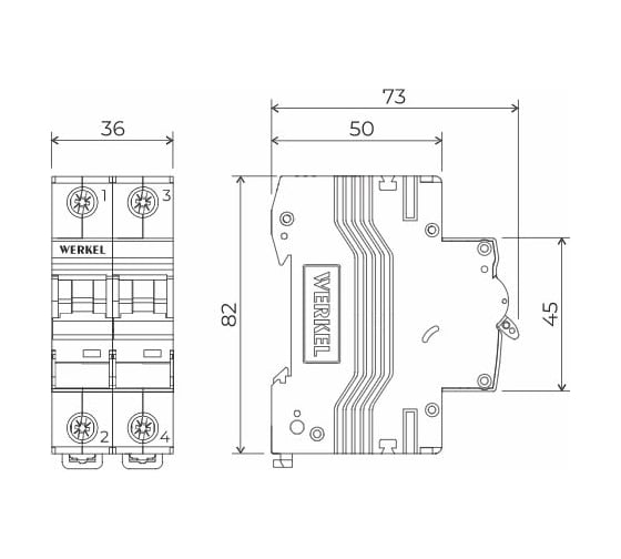 Автоматический выключатель WERKEL 2p 25A C 4,5кA a062496