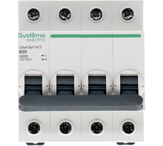 Автоматический выключатель Systeme Electric City9 set ав b 20а 4p 4.5ka 400в C9F14420