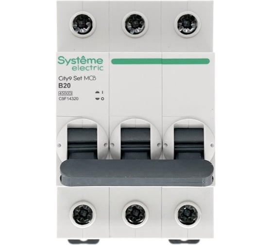 Автоматический выключатель Systeme Electric City9 set ав b 20а 3p 4.5ka 400в (ранее EZ9F14320) C9F14320
