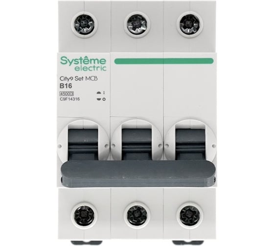 Автоматический выключатель Systeme Electric City9 set ав b 16а 3p 4.5ka 400в (ранее EZ9F14316) C9F14316