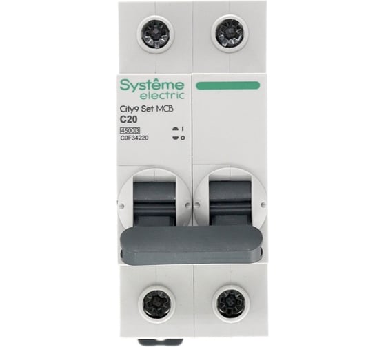 Автоматический выключатель Systeme Electric City9 set ав с 20а 2p 4.5ka 230в (ранее EZ9F34220) C9F34220