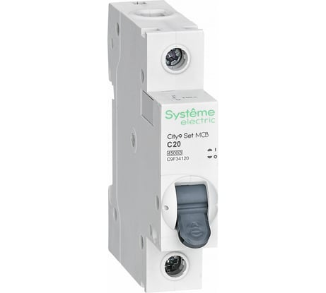 Автоматический выключатель Systeme Electric City9 set ав с, 20 А, 1 Р, 4.5 kА, 230 В (ранее EZ9F34120) C9F34120
