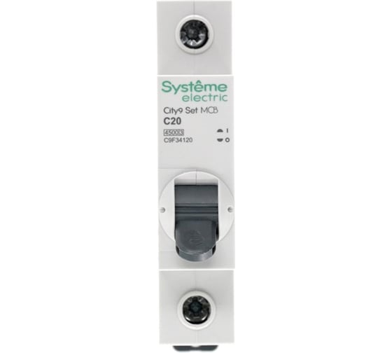 Автоматический выключатель Systeme Electric City9 set ав с, 20 А, 1 Р, 4.5 kА, 230 В (ранее EZ9F34120) C9F34120