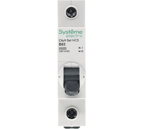 Автоматический выключатель Systeme Electric City9 set ав b, 63 А, 1 Р, 4.5 kА, 230 В C9F14163