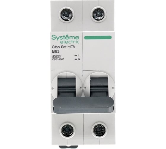 Автоматический выключатель Systeme Electric City9 set ав b 63а 2p 4.5ka 230в (ранее EZ9F14263) C9F14263