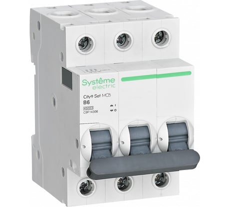 Автоматический выключатель Systeme Electric City9 set ав b, 6 А, 3 Р, 4.5 kА, 400 В (ранее EZ9F14306) C9F14306