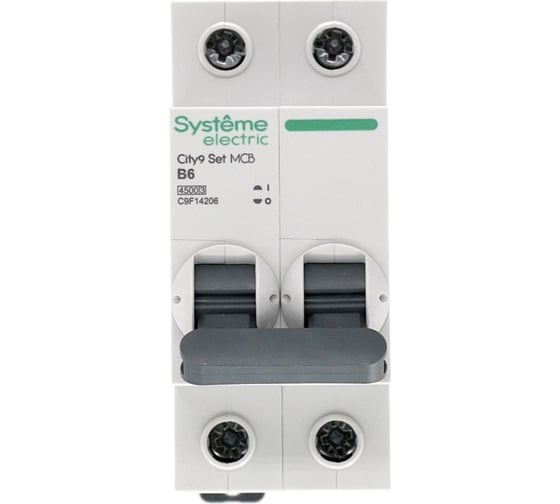 Автоматический выключатель Systeme Electric City9 set ав b 6а 2p 4.5ka 230в (ранее EZ9F14206) C9F14206