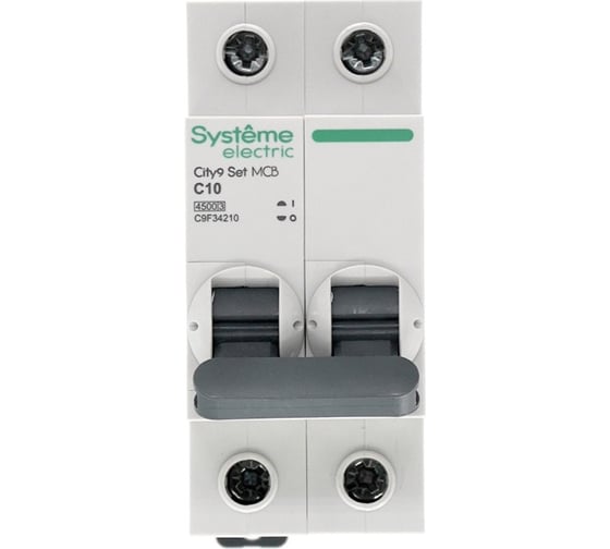 Автоматический выключатель Systeme Electric City9 set ав с, 10 А, 2 Р, 4.5 kА, 230 В (ранее EZ9F34210) C9F34210