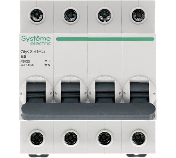 Автоматический выключатель Systeme Electric City9 set ав b 6а 4p 4.5ka 400в C9F14406