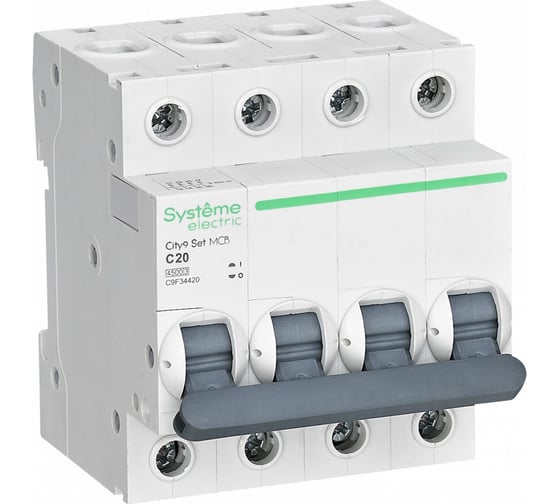Автоматический выключатель Systeme Electric City9 set ав с 20а 4p 4.5ka 400в (ранее EZ9F34420) C9F34420