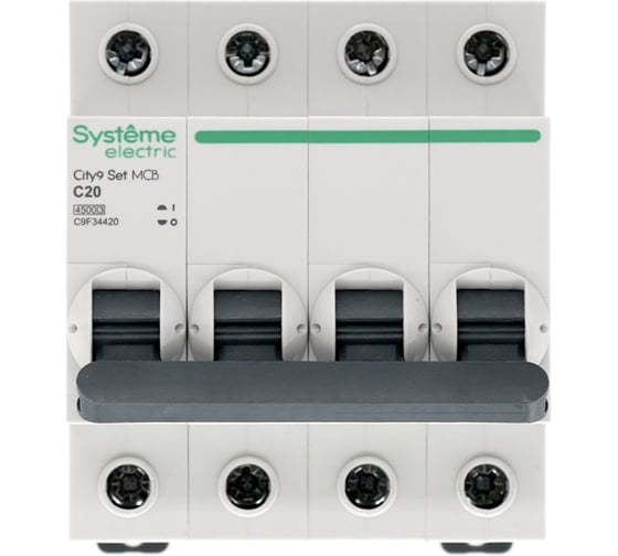 Автоматический выключатель Systeme Electric City9 set ав с 20а 4p 4.5ka 400в (ранее EZ9F34420) C9F34420