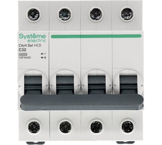 Автоматический выключатель Systeme Electric City9 set ав с 32а 4p 4.5ka 400в (ранее EZ9F34432) C9F34432