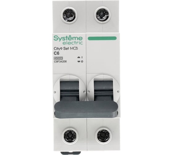 Автоматический выключатель Systeme Electric City9 set ав с 6а 2p 4.5ka 230в (ранее EZ9F34206) C9F34206