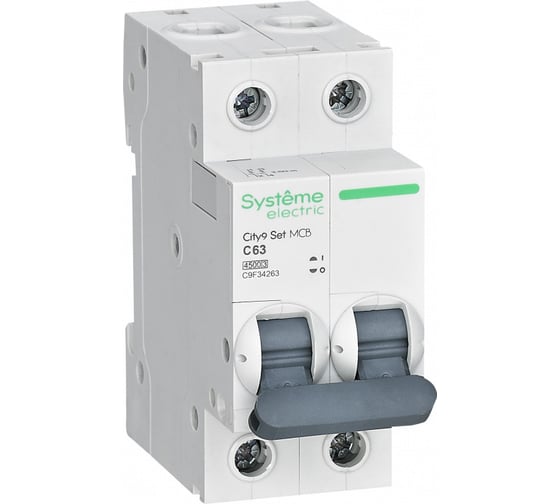 Автоматический выключатель Systeme Electric City9 set ав с 63а 2p 4.5ka 230в (ранее EZ9F34263) C9F34263