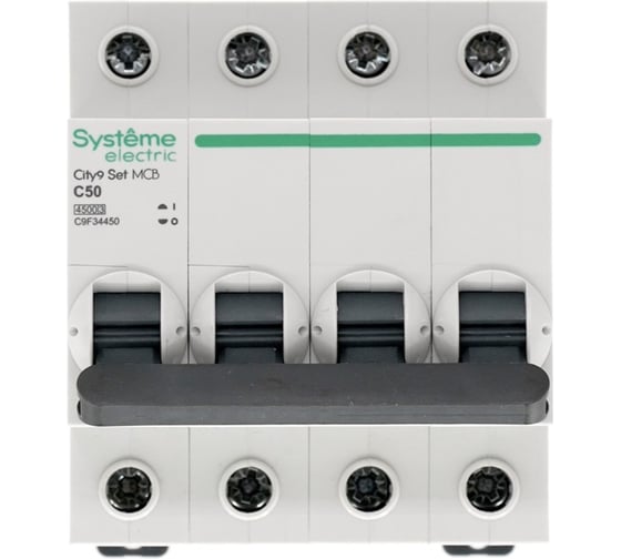 Автоматический выключатель Systeme Electric City9 set ав с 50а 4p 4.5ka 400в (ранее EZ9F34450) C9F34450