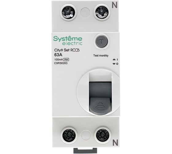 Выключатель дифференциального тока Systeme Electric City9 set вдт 63а 2p 100ма тип-ac 230в (ранее EZ9R54263) C9R56263