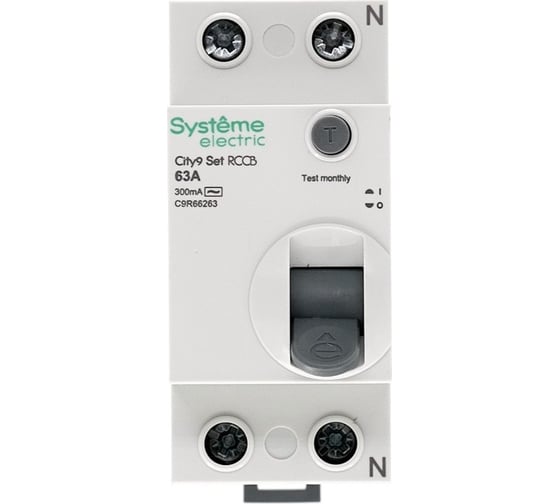 Выключатель дифференциального тока Systeme Electric City9 set вдт 63а 2p 300ма тип-ac 230в (ранее EZ9R64263) C9R66263