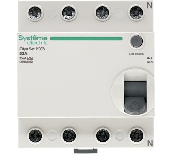 Выключатель дифференциального тока Systeme Electric City9 set вдт 63а 4p 30ма тип-a 400в C9R68463