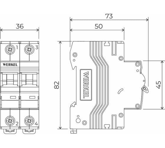 Автоматический выключатель WERKEL 2p 50a c 6 ка a062546