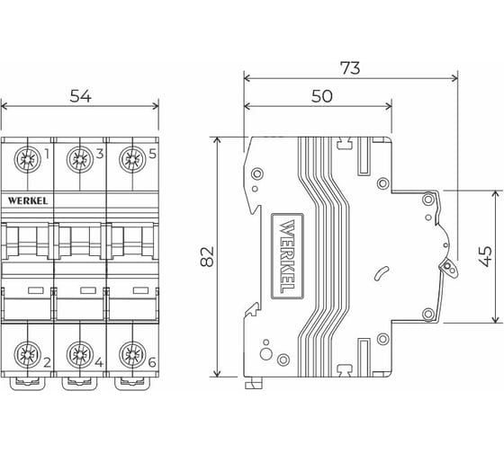 Автоматический выключатель WERKEL 3p 63a c 6 kа a062555