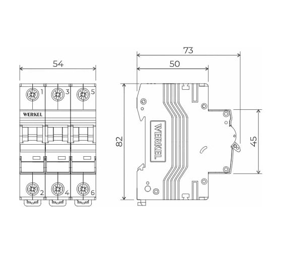 Автоматический выключатель WERKEL 3p 50a c 6 kа a062554