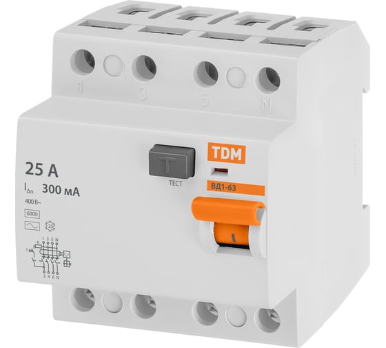Устройство защитного отключения ВД1-63 4Р 25А 10мА TDM ELECTRIC SQ0203-0030