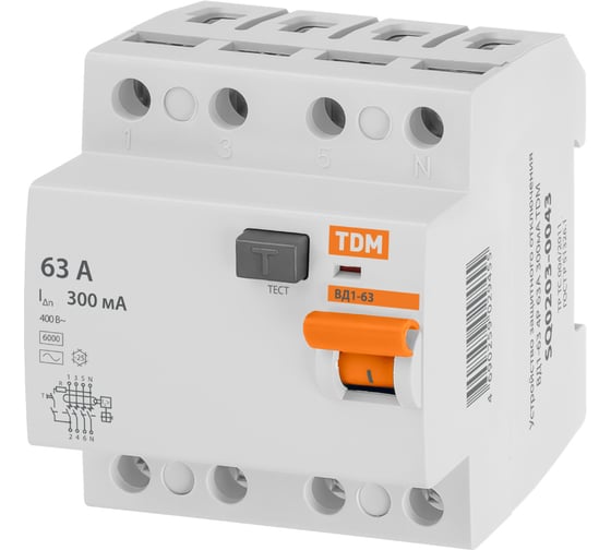 Устройство защитного отключения ВД1-63 4Р 63А 300мА TDM ELECTRIC SQ0203-0043