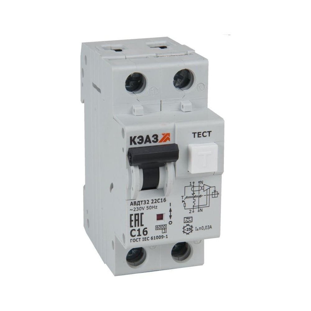 Автоматический выключатель дифференциального тока (УЗО) КЭАЗ 2п C 32А ...