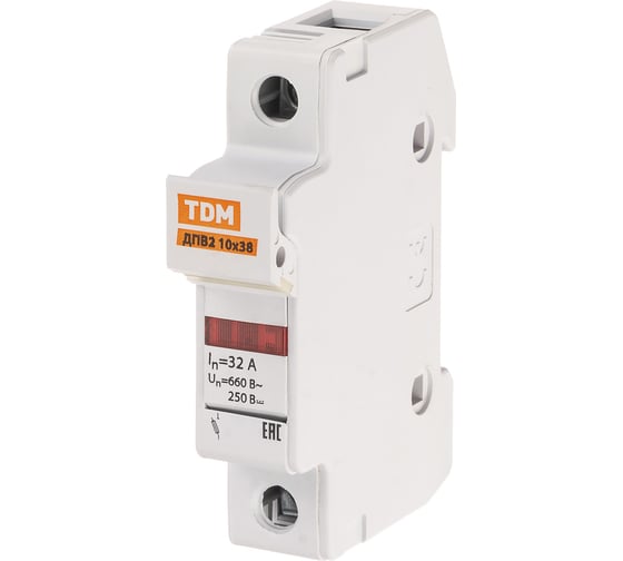 Держатель плавких вставок ДПВ2 10x38 1П TDM ELECTRIC SQ0216-0013