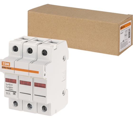 Держатель плавких вставок TDM ELECTRIC ДПВ2 10x38 3П SQ0216-0015