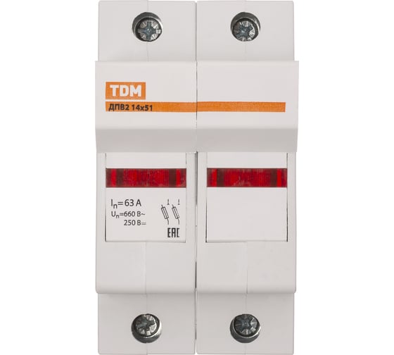 Держатель плавких вставок TDM ДПВ2 14x51 2П SQ0216-0018