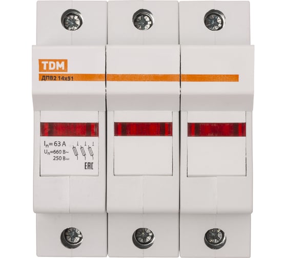 Держатель плавких вставок TDM ДПВ2 14x51 3П SQ0216-0019