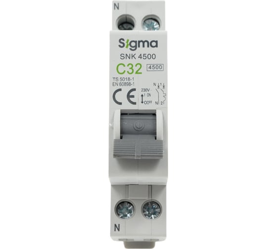 Автоматический выключатель Sigma Elektrik 1P+N 32A 4.5kA, 12 шт 4SN132C 1