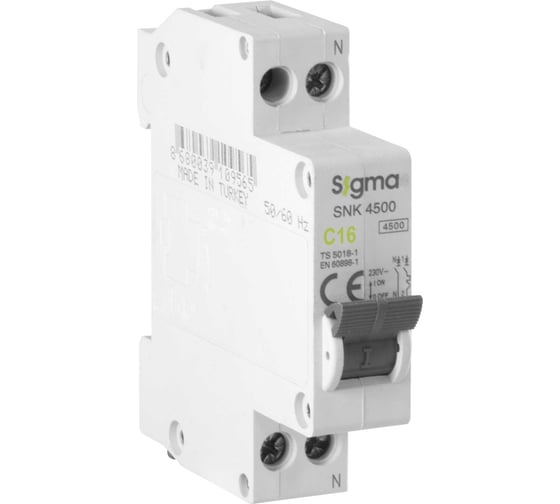 Автоматический выключатель Sigma Elektrik 1P+N 16A 4.5kA, 12 шт 4SN116C