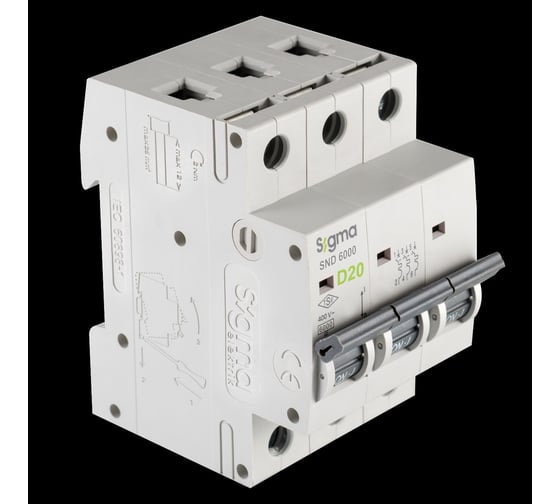 Автоматический выключатель Sigma Elektrik 3P D 20A 6kA, 4 шт 6SM320D 1