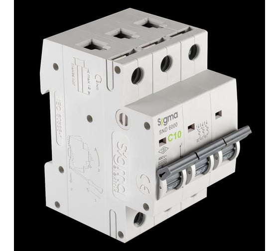 Автоматический выключатель Sigma Elektrik 3P C 10A 6kA, 1 шт 6SM310C 1
