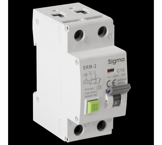 Автоматический выключатель дифференциального тока Sigma Elektrik АВДТ AC 2P 30mA 6kA 10A SRM2010030