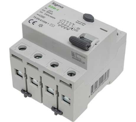 Выключатель дифференциального тока Sigma Elektrik ВДТ (УЗО) AC 4P 30mA 10kA 25A SGM4025030