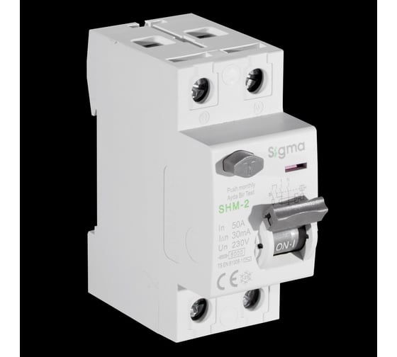 Выключатель дифференциального тока Sigma Elektrik ВДТ (УЗО) AC 2P 30mA 6kA 50A SHM2050030