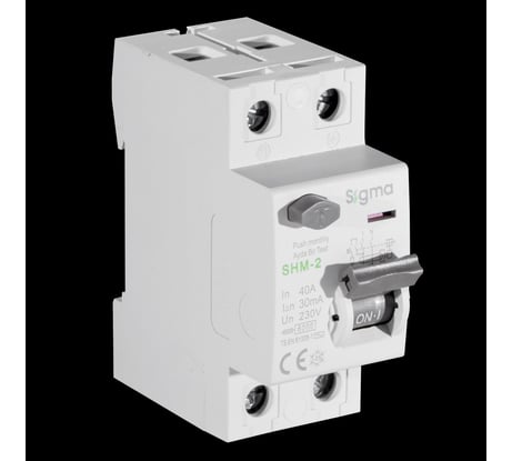 Выключатель дифференциального тока Sigma Elektrik ВДТ (УЗО) AC 2P 30mA 6kA 40A SHM2040030