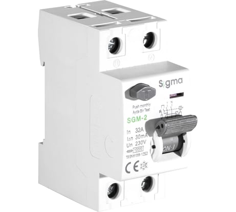 Выключатель дифференциального тока Sigma Elektrik ВДТ (УЗО) AC 2P 30mA 10kA 32A SGM2032030