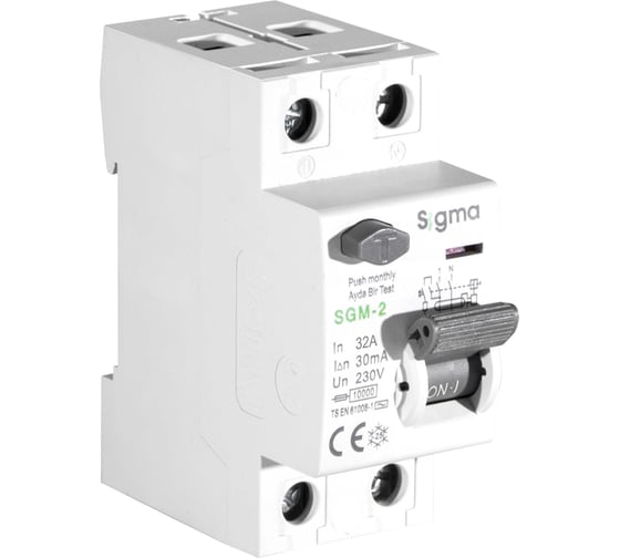 Выключатель дифференциального тока Sigma Elektrik ВДТ (УЗО) AC 2P 30mA 10kA 32A SGM2032030 1