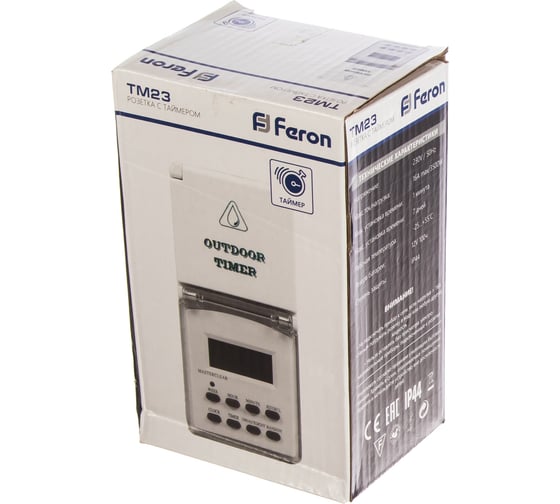 Недельная электронная розетка с таймером Feron мощность 3500W/16A IP44 TM23/61926 23206
