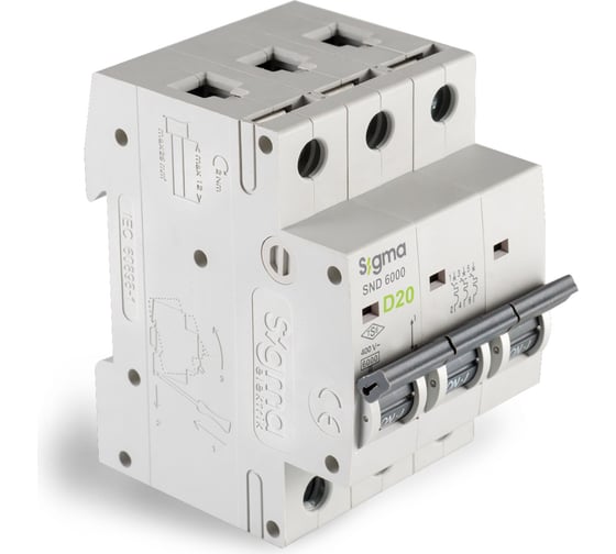 Автоматический выключатель Sigma Elektrik 3P D 20A 6kA 6SM320D 1