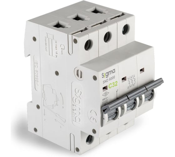 Автоматический выключатель Sigma Elektrik 3P C 32A 6kA 6SM332C