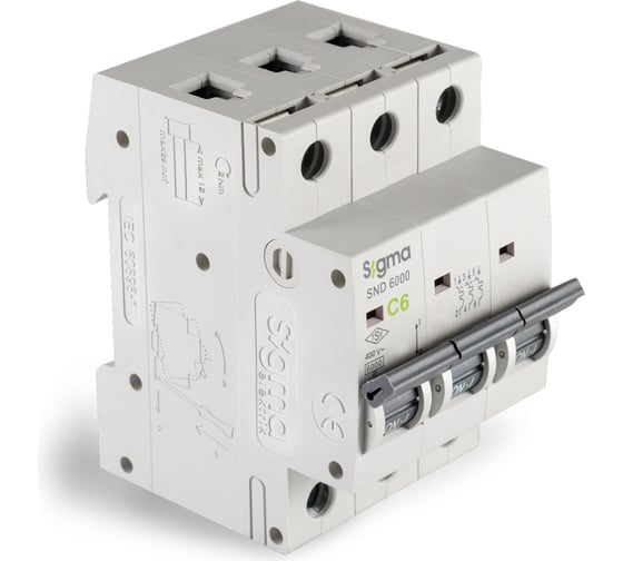 Автоматический выключатель Sigma Elektrik 3P C 6A 6kA 6SM306C 1