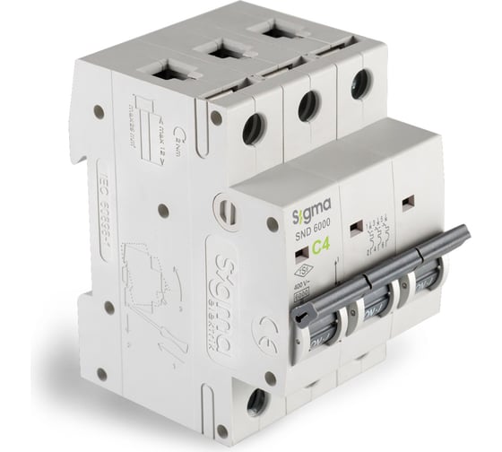 Автоматический выключатель Sigma Elektrik 3P C 4A 6kA 6SM304C