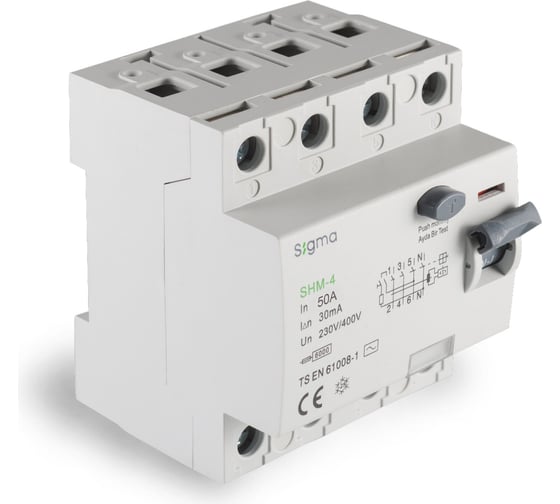 Устройство защитного отключения SIGMA ELEKTRIK 50A 4P 30mA 6kA тип AC SHM4050030