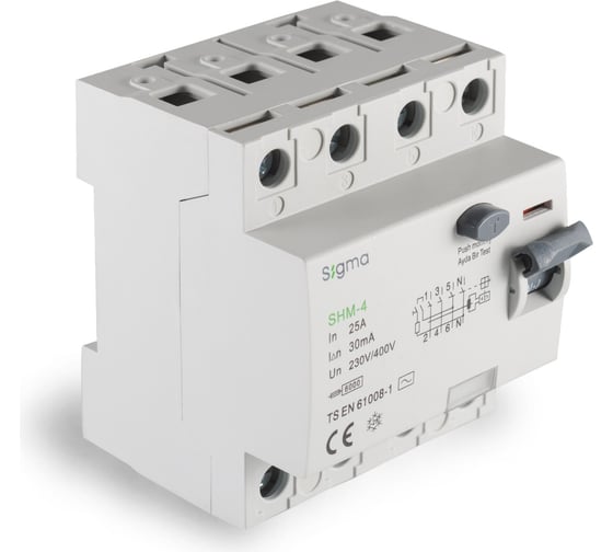 Устройство защитного отключения SIGMA ELEKTRIK 25A 4P 30mA 6kA тип AC SHM4025030