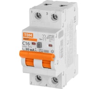 Дифавтомат TDM ELECTRIC АД2P 2Р С16 30мА 6кА тип АС SQ0204-0606